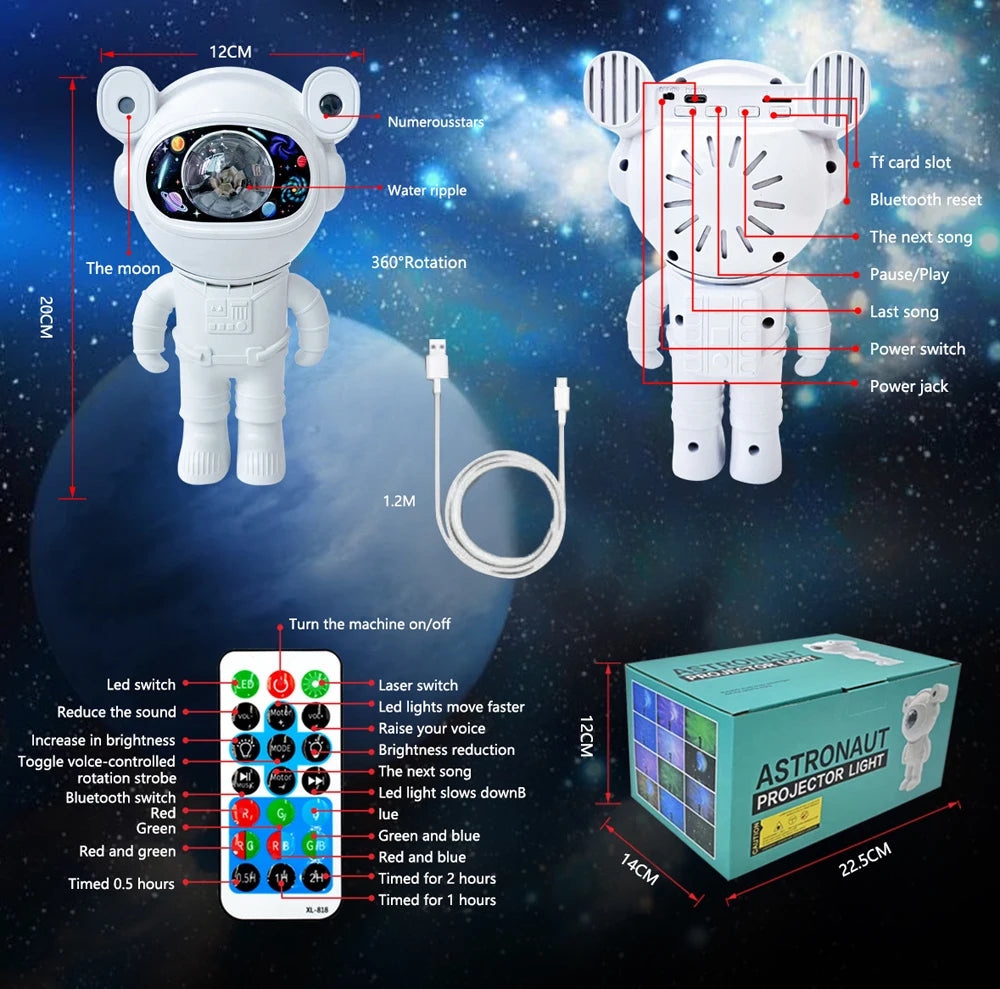 Astronaut Standing Galaxy Projector